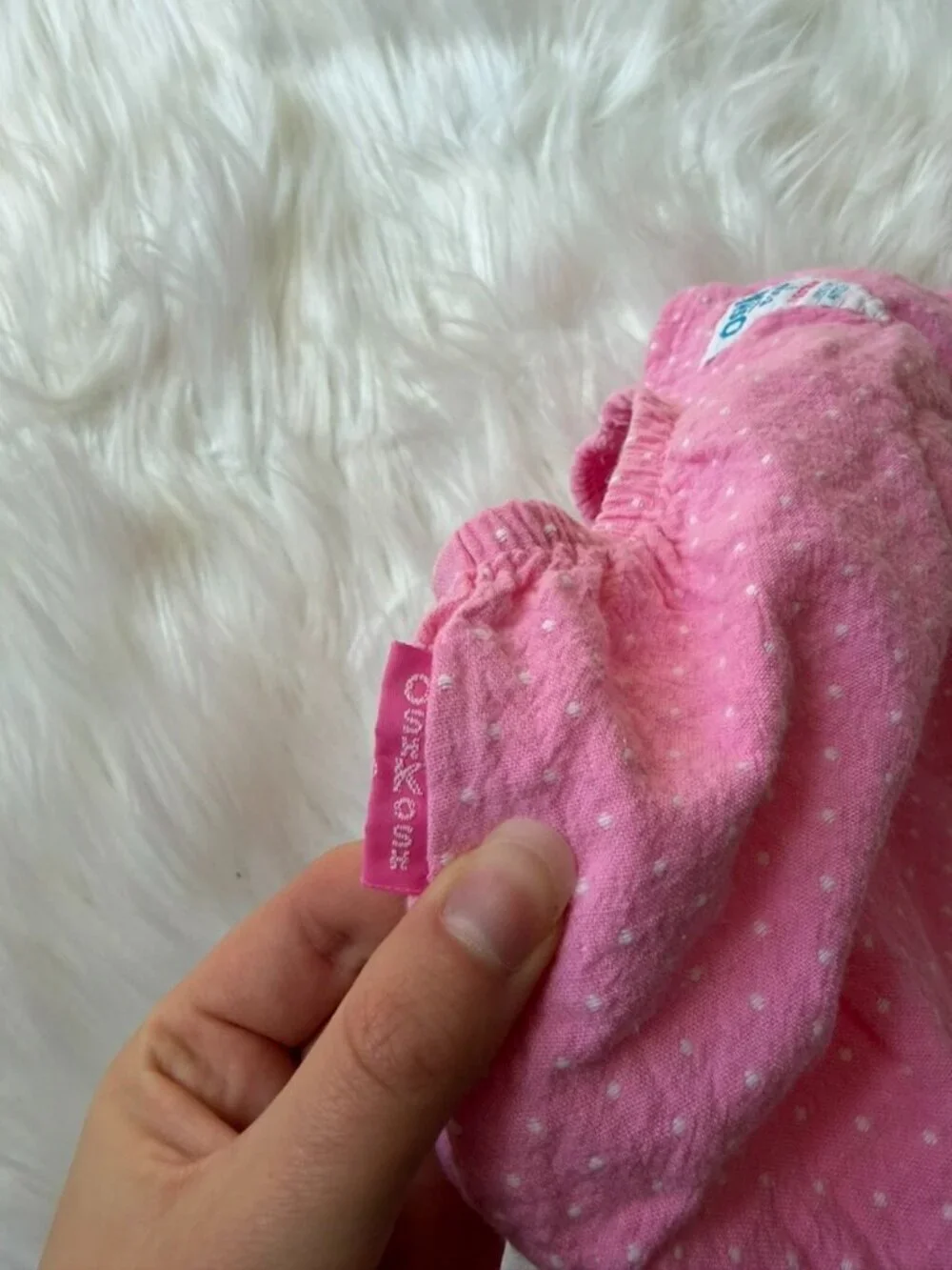 Vintage OshKosh B'gosh Pink White Polka Dot Footed Overall Jumper Baby 6-9 Month